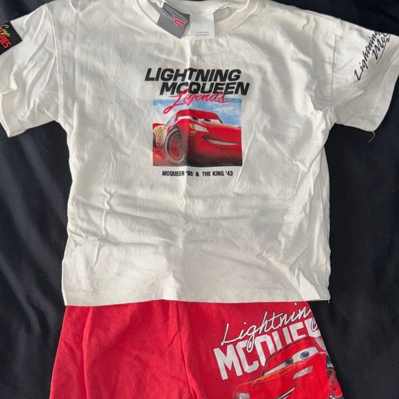 Disney Other - Disney Lightning McQueen White Tee and Red Shorts Set